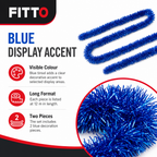 120 Pieces Blue Tinsel Decoration 7 cm x 12 m, 2 Pieces for Party Backdrops, Tables and Displays