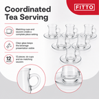 60 Pieces Clear Glass Tea Cup and Saucer Set, 12 Pieces