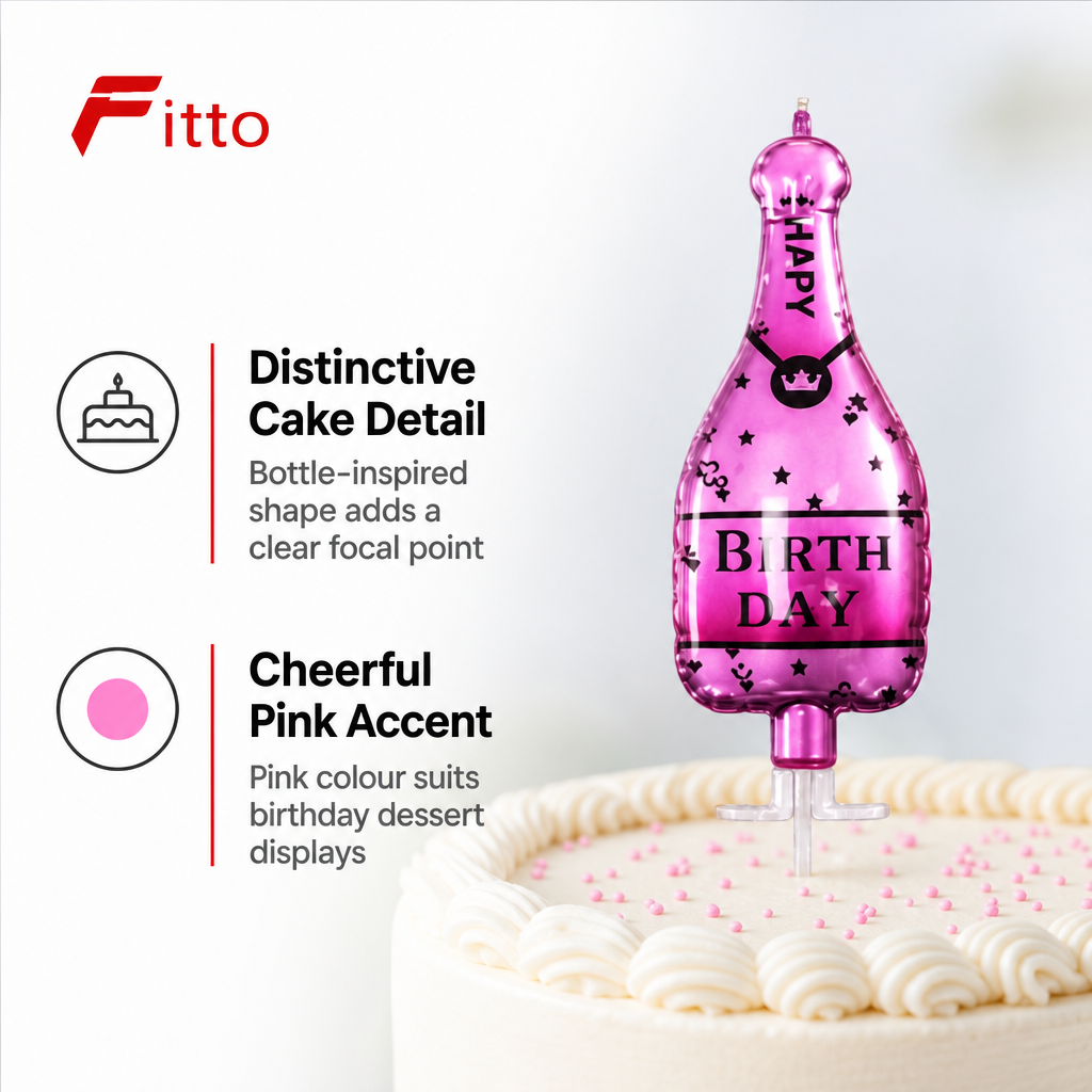 144 Pieces Pink Bottle Design Happy Birthday Cake Topper Candle, 1 Piece