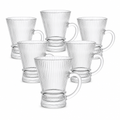 96 Pieces Ribbed Glass Mug Set, 140 ml Clear Small Tea Cups, 6 Pieces
