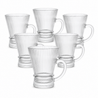 96 Pieces Ribbed Glass Mug Set, 140 ml Clear Small Tea Cups, 6 Pieces