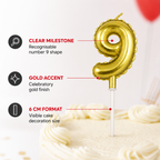 240 Pieces Number 9 Cake Candle, 6 cm, Gold Happy Birthday Party Decorations