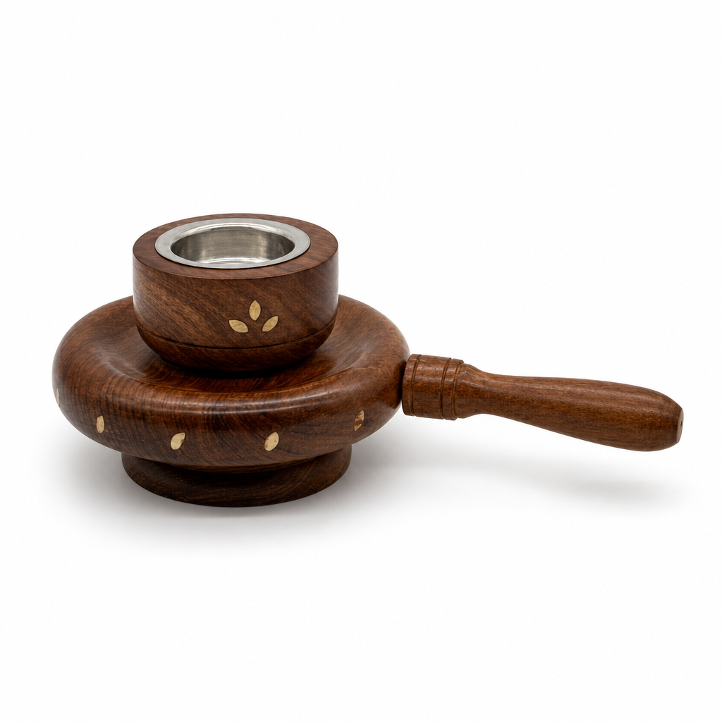 72 Pieces Wooden Incense Burner with Handle, Metal-Lined Cup, 5 Inch