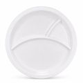 96 Pieces White Round Divided Serving Plate with 3 Compartments, 28 cm, 1 Piece