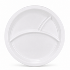 96 Pieces White Round Divided Serving Plate with 3 Compartments, 28 cm, 1 Piece