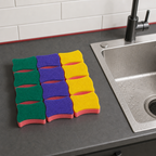 96 Pieces Cleaning Sponges, Multi-Colour Kitchen Scrubbers, Pack of 12