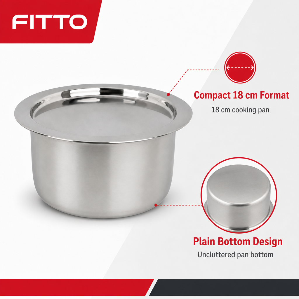 72 Pieces Stainless Steel Cooking Pan with Plain Bottom, 18 cm
