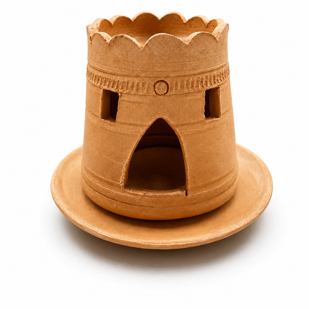 96 Pieces Terracotta Incense Burner with Tray, 12 cm, Decorative Bakhoor Holder