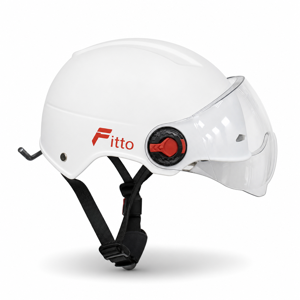 72 Pieces Half-Face Motorcycle Helmets with Clear Visor, White