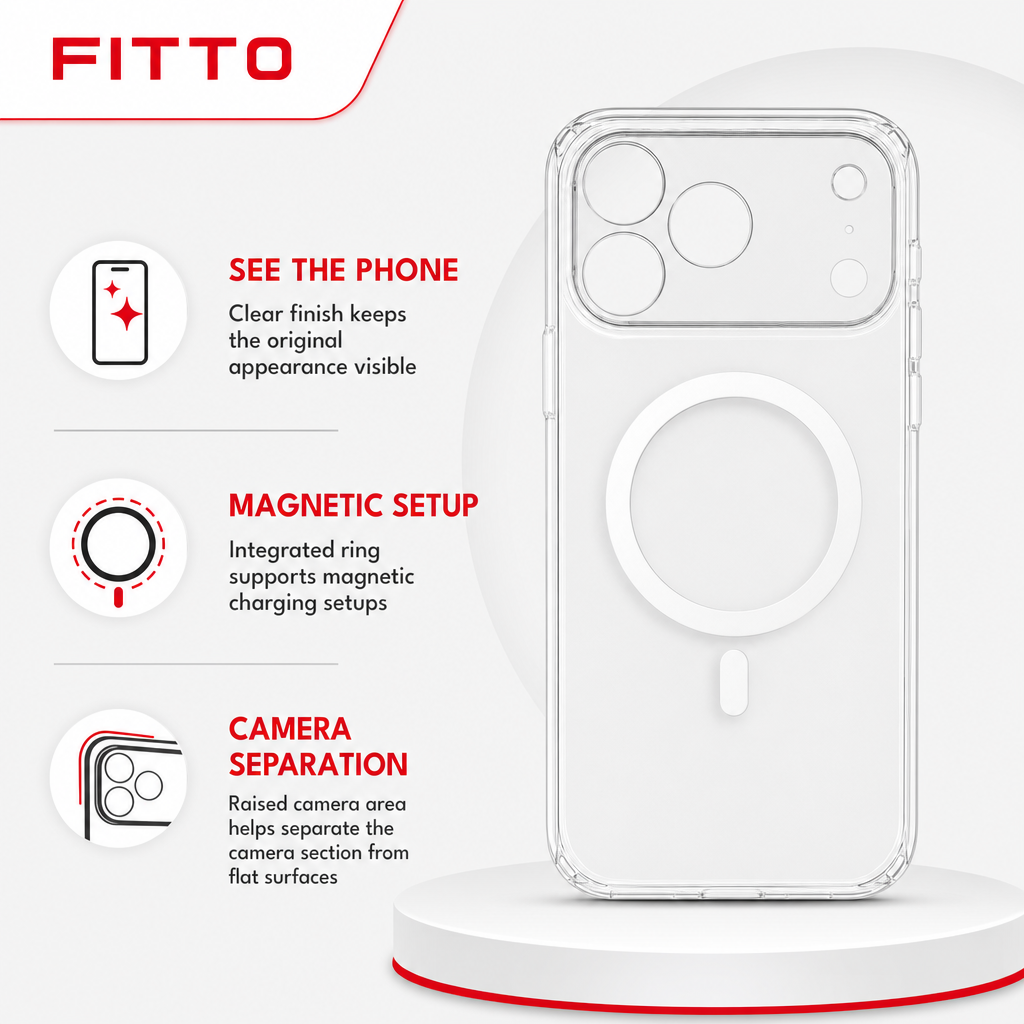 96 Pieces Phone Cases for 17 Pro Max with Magnetic Ring, Clear Finish, Wireless Charging Support and Raised Camera Protection