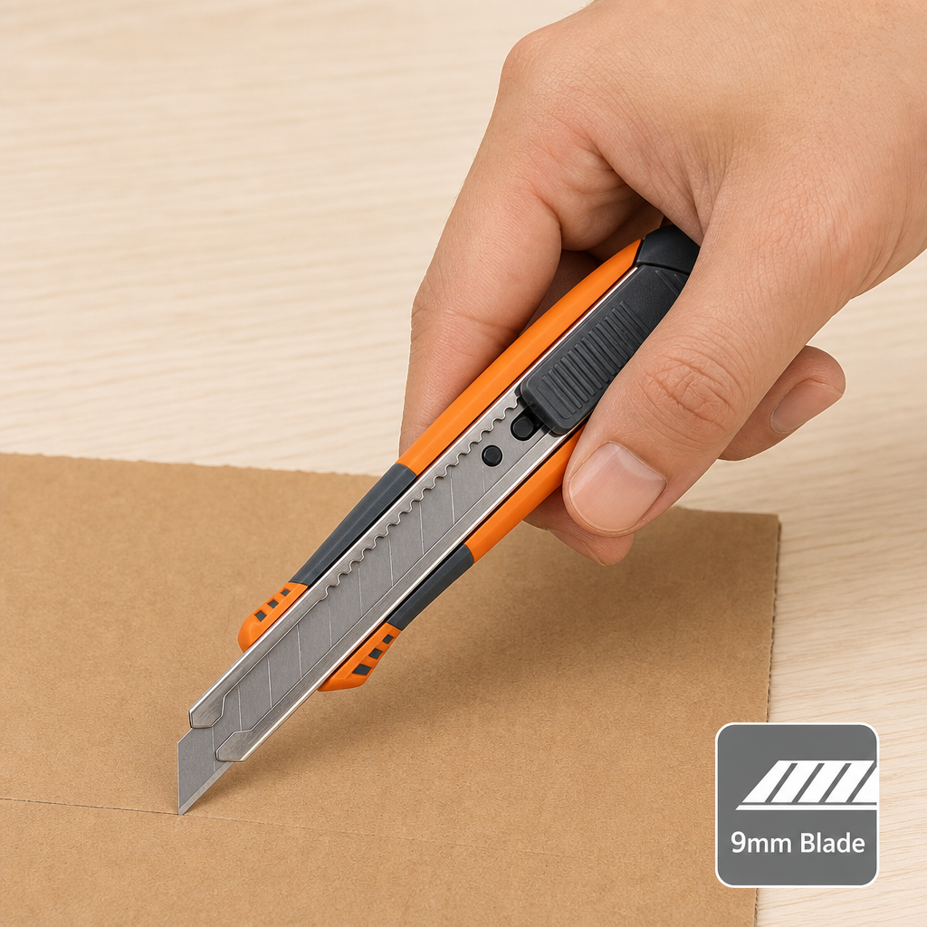 120 Pieces Utility Knives, 9mm Blade Cutter with Grey and Orange Handle, 20 cm