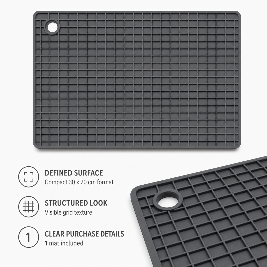 96 Pieces Rectangular Silicone Mats, Dark Grey Grid Surface, 30 x 20 x 1 cm, 1 Piece