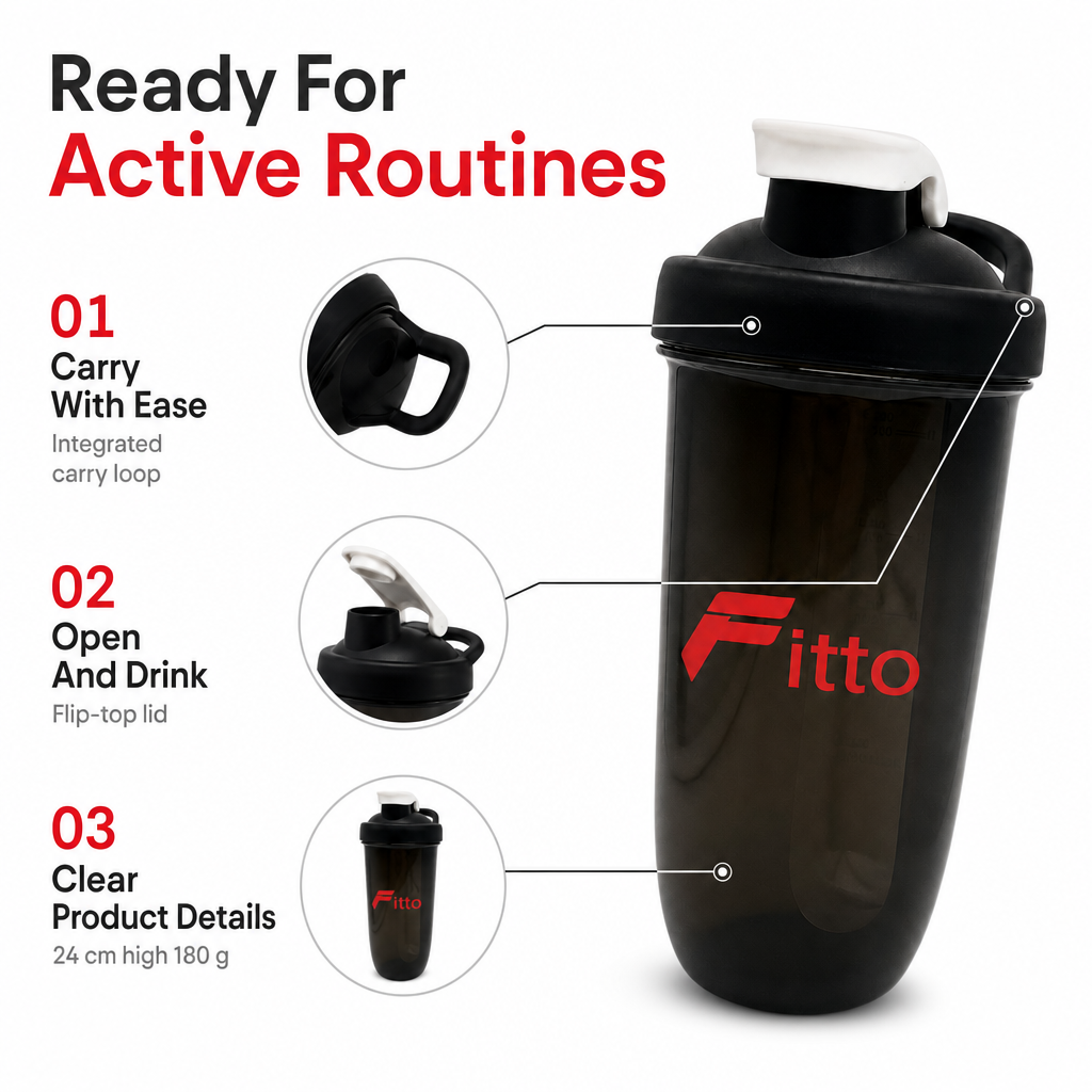 96 Pieces Protein Shaker Bottle with Carry Loop, Flip-Top Lid, 24 cm Height, Single Bottle