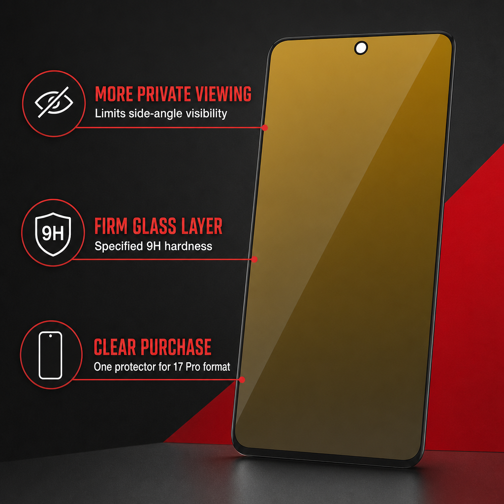 144 Pieces Privacy Tempered Glass Screen Protectors for 17 Pro Phone, 9H Hardness