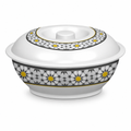 96 Pieces Melamine Lidded Serving Bowl, 8 Inch, White Floral Pattern