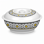 96 Pieces Melamine Lidded Serving Bowl, 8 Inch, White Floral Pattern