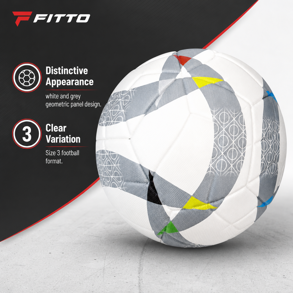 60 Pieces Size 3 Football, White and Grey Geometric Design