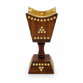 72 Pieces Decorative Wooden Incense Burner Stand, Brown and Gold, 10.4 Inch