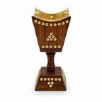 72 Pieces Decorative Wooden Incense Burner Stand, Brown and Gold, 10.4 Inch