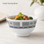 144 Pieces Rice Bowl, 4 Inch, Grey With Geometric Border, Single Tablewares Bowl for Side Portions and Serving