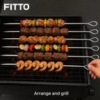 96 Pieces Stainless Steel Barbecue Skewer Set, 6 Pieces, 75 cm