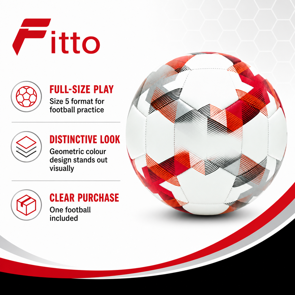 72 Pieces Football Size 5 With Geometric Colour Design, Single Ball For Training And Recreational Play