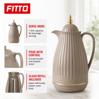 60 Pieces Plastic Vacuum Flask with Glass Refill, 1 Litre, Taupe