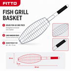 96 Pieces Silver Fish Grill Basket With Plastic Handle, 64 × 36 × 15 cm, 1 Piece