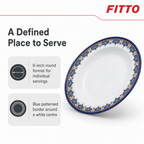 144 Pieces Melamine Soup Plate, 6 Inch Round Serving Dish with Decorative Blue Border