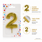 240 Pieces Number 2 Cake Candle, Gold And Silver Metallic-Look Celebration Decoration, Single Piece, 15 x 8 x 2 cm