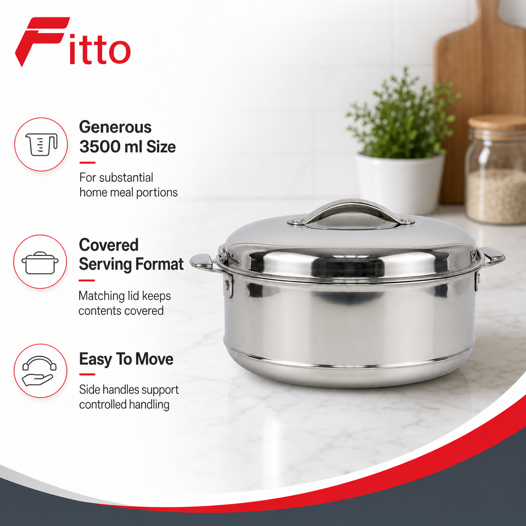 48 Pieces Stainless Steel Casserole Pot with Lid, 3500 ml, Round Covered Cooking Pot for Kitchen Serving