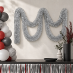 120 Pieces Silver Tinsel Decoration, 7 cm x 12 m, 2 Pieces for Party Backdrops and Festive Displays