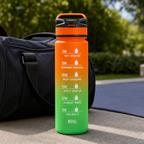 96 Pieces Gradient Water Bottle with Carry Handle, Time Markings, Orange Green, 26 cm