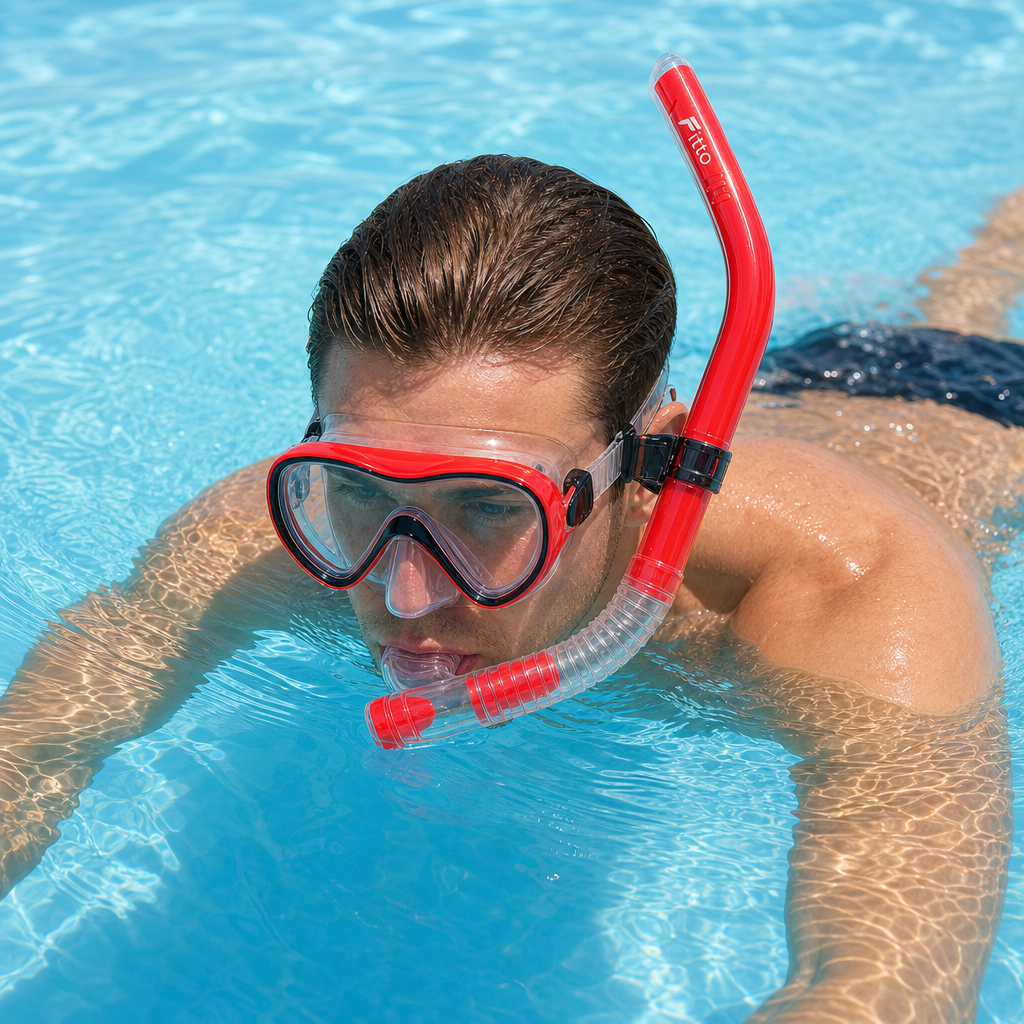 72 Pieces Swimming Mask and Snorkel Set, Red