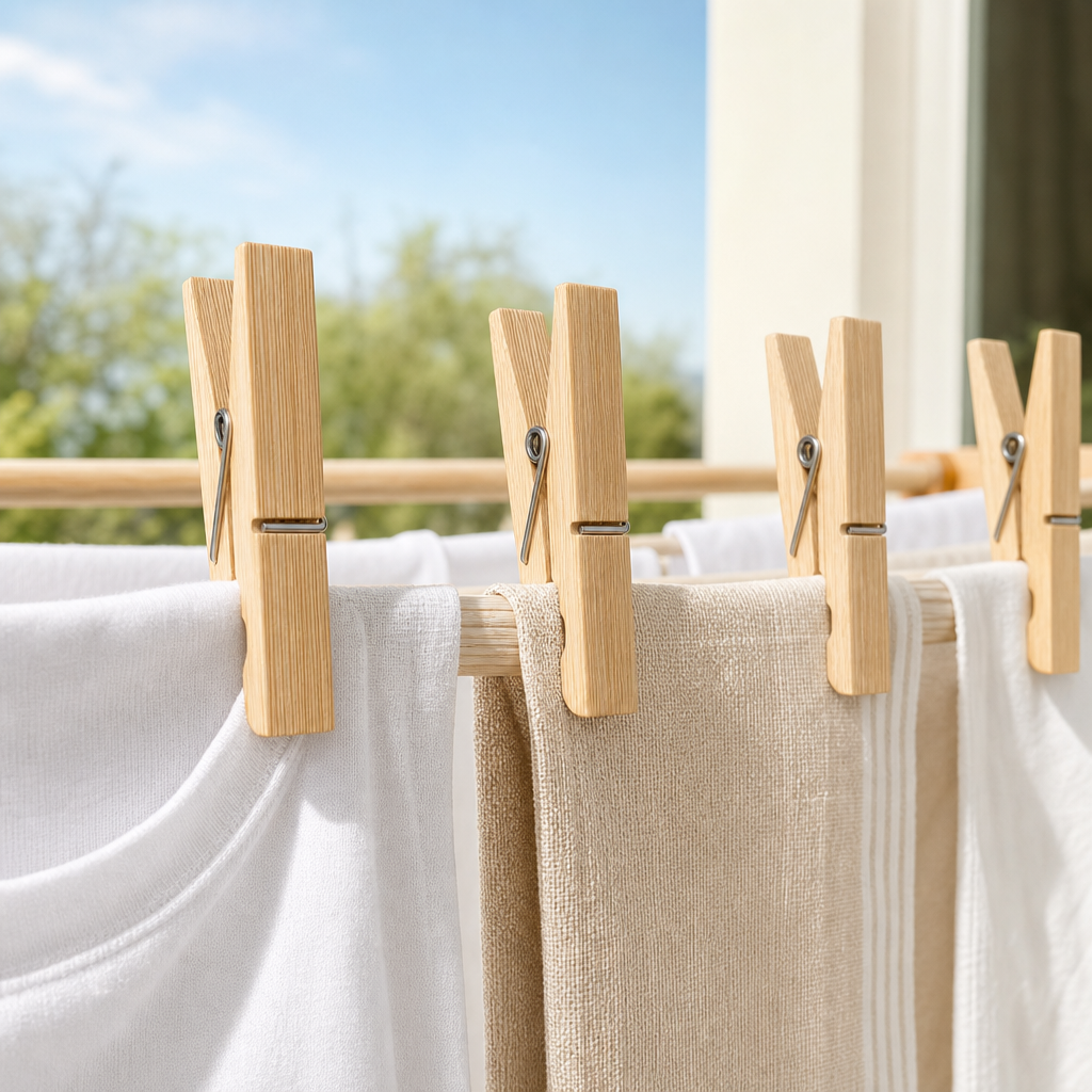 240 Pieces Bamboo Wooden Clothes Pegs, 20 Pieces for Laundry Drying and Household Use