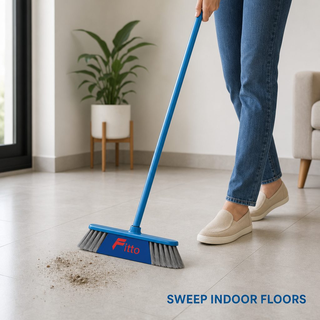 96 Pieces Indoor Broom with Iron Handle, Assorted Colour, 120 cm