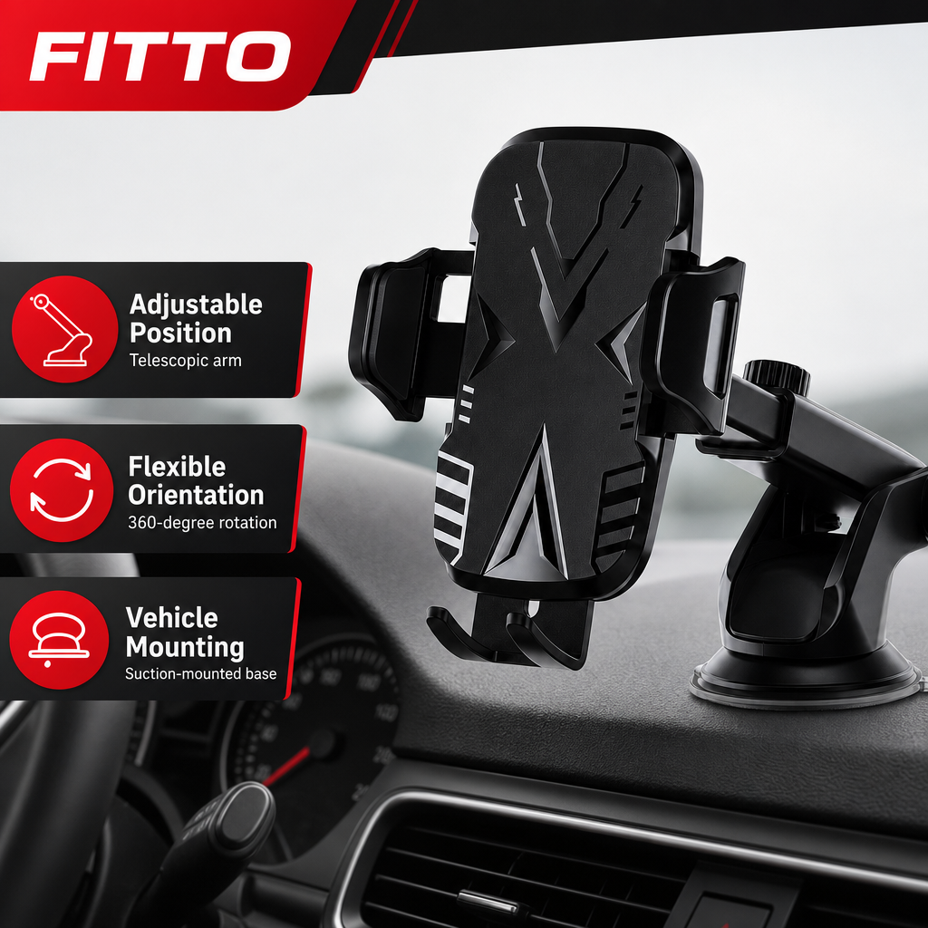 96 Pieces Telescopic Car Phone Holder with Suction Mount, Adjustable Arm and 360 Degree Rotation