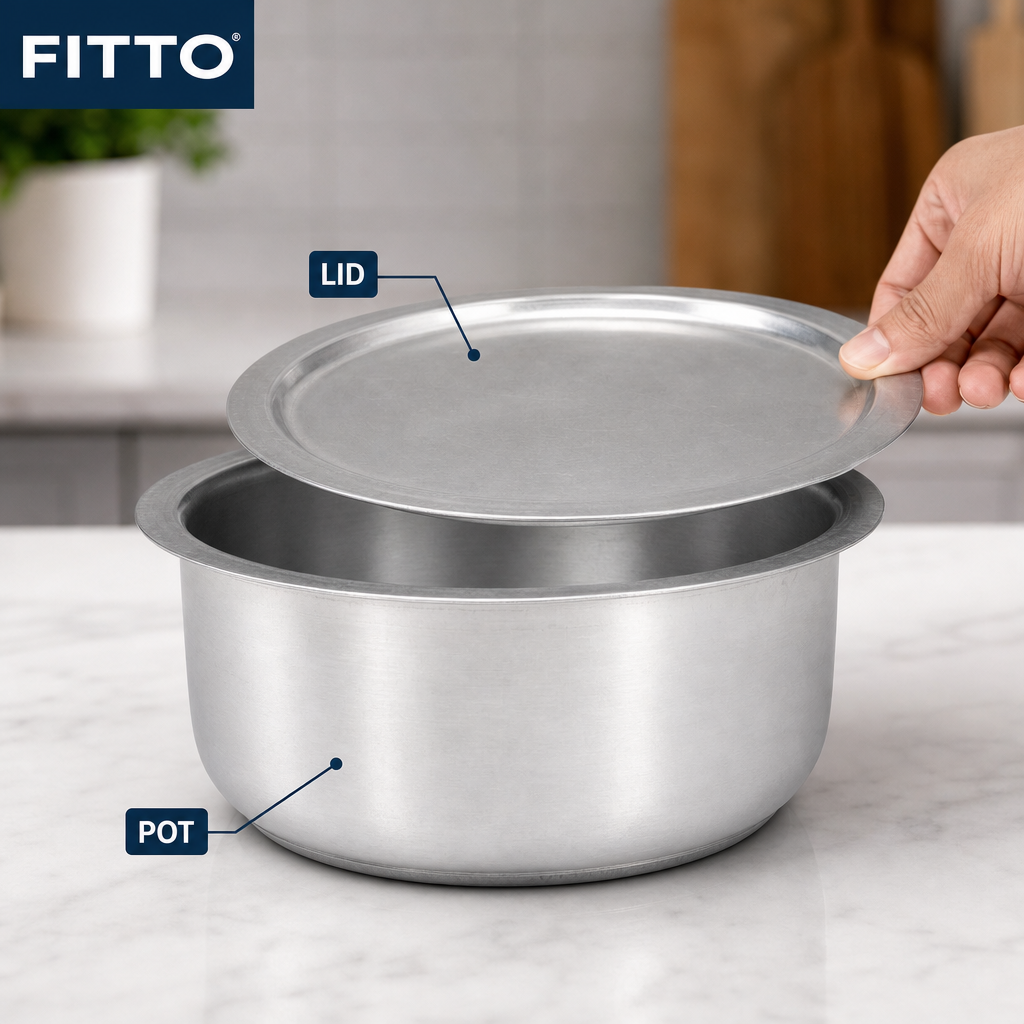 48 Pieces Aluminium Cooking Pot with Lid, Silver Round Cookwares, 34 x 34 x 14 cm
