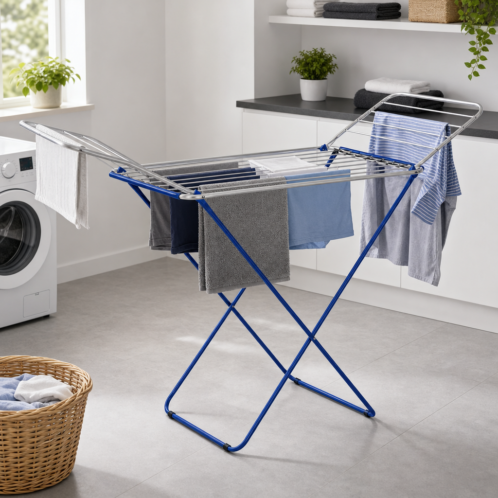 60 Pieces Foldable Clothes Drying Rack, 18 m Drying Space, Freestanding Laundry Airer for Home Use