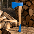 72 Pieces Felling Axe with Wooden Handle, 70 cm, Blue/Natural Wood, 1 Piece