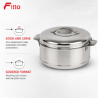 48 Pieces Stainless Steel Casserole Pot with Lid, 2500 ml, Round Cookwares for Serving and Cooking