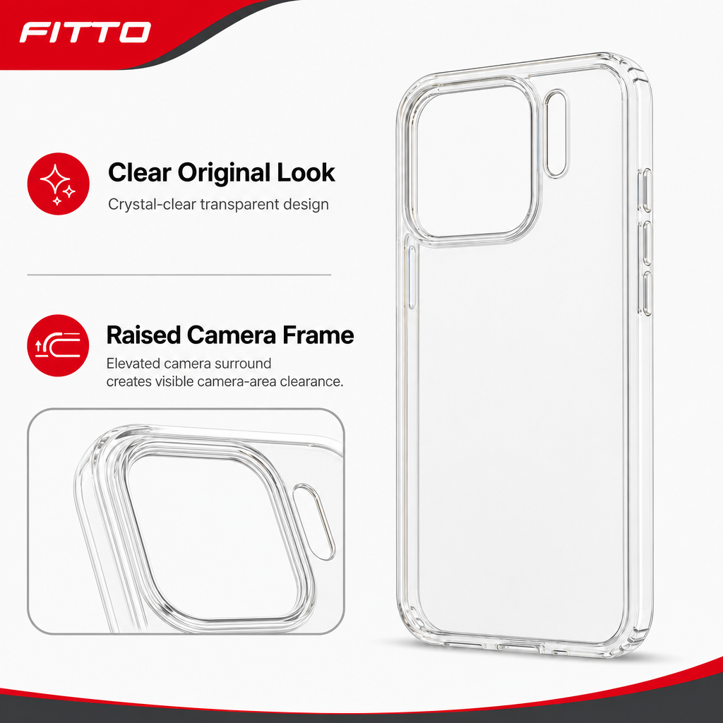 144 Pieces Crystal Clear Transparent Phone Cases with Raised Camera Frame