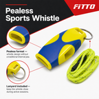 96 Pieces Sports Whistles with Lanyard, Pealess Blue and Yellow Signal Whistle for Training and Games