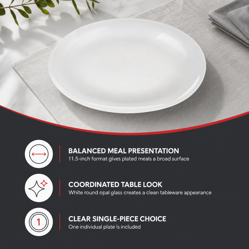 96 Pieces Opal Glass Dinner Plate, 11.5 Inch, White Round Tablewares for Dining and Meal Service