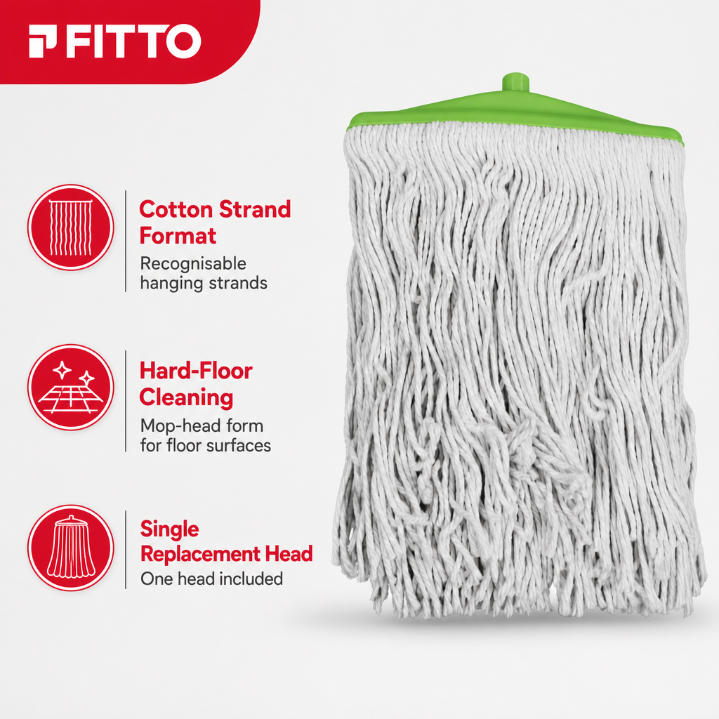 96 Pieces Cotton Mop Head 400 g, Green and White, Single Replacement Cleaning Head