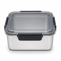 96 Pieces Silver Square Stainless Steel Food Storage Containers with Clear Locking Lid, 22 x 22 x 9 cm