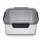96 Pieces Silver Square Stainless Steel Food Storage Containers with Clear Locking Lid, 22 x 22 x 9 cm