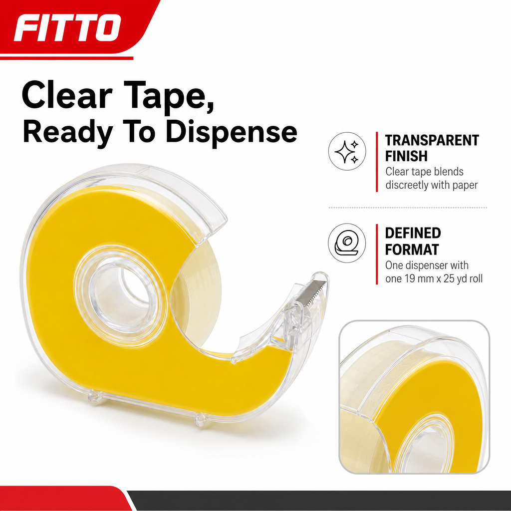 144 Pieces Crystal Clear Tape with Dispenser, 19 mm x 25 yd, Single Roll for Office, School and Desk Use