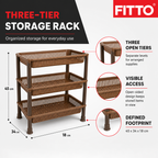 72 Pieces Brown Three-Tier Plastic Multipurpose Kitchen Storage Rack, 45 x 34 x 18 cm