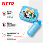 96 Pieces Lunch Box and Water Bottle Set, Light Blue Cartoon Design
